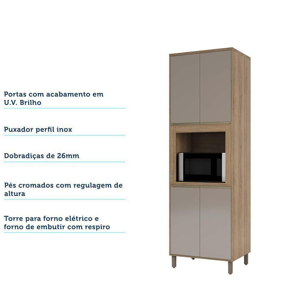 Paneleiro 70cm Nicho Para Microondas 4 Portas 2 Prateleiras - 2