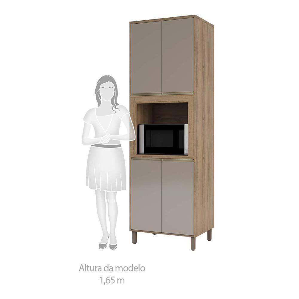 Paneleiro 70cm Nicho Para Microondas 4 Portas 2 Prateleiras - 4