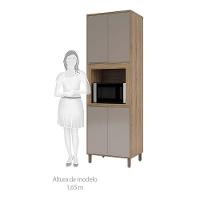 Paneleiro 70cm Nicho Para Microondas 4 Portas 2 Prateleiras - 7