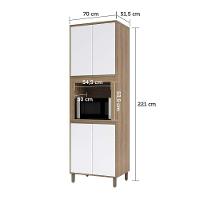 Paneleiro 70cm Nicho Para Microondas 4 Portas 2 Prateleiras - 3