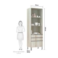 Paneleiro 70Cm Vidro Bronze Luci Legno Crema - 3