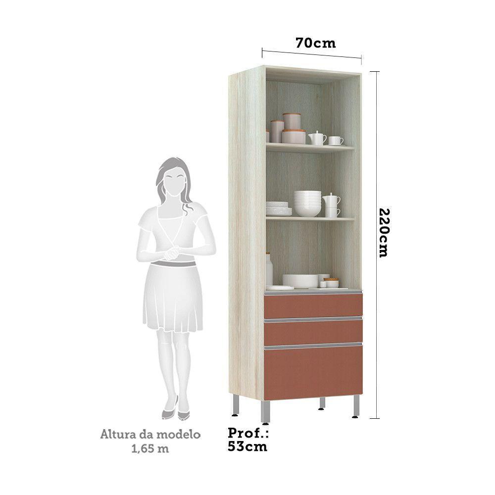 Paneleiro 70Cm Vidro Bronze Lis Legno Crema Com Gaia - 3