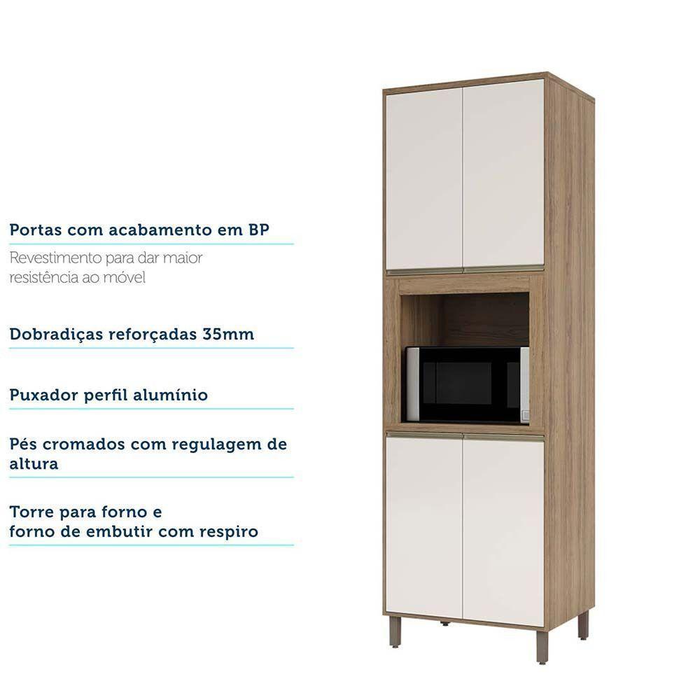 Paneleiro 70cm Nicho Para Microondas 4 Portas 2 Prateleiras - 2