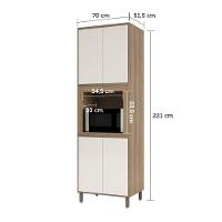 Paneleiro 70cm Nicho Para Microondas 4 Portas 2 Prateleiras - 7