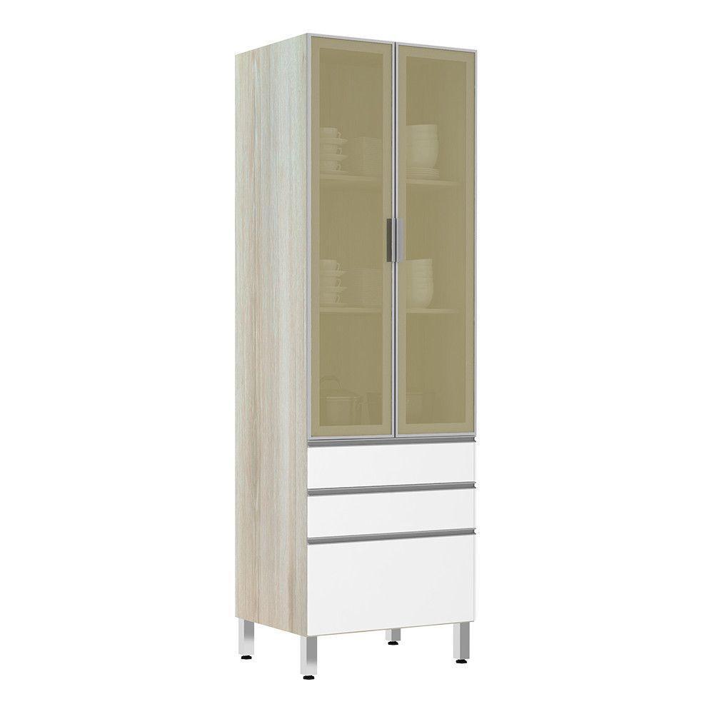 Paneleiro 70Cm Vidro Bronze Lis Legno Crema Com Branco Mat - 1