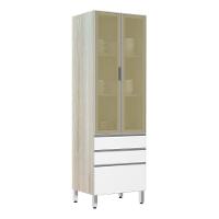 Paneleiro 70Cm Vidro Bronze Lis Legno Crema Com Branco Mat - 1
