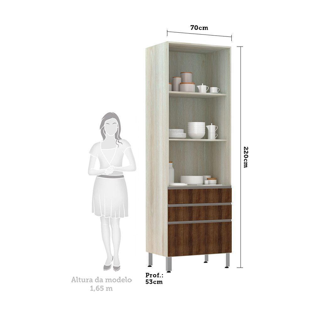 Paneleiro 70Cm Vidro Bronze Luci Legno Crema C/ Dourado - 3