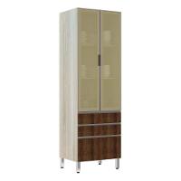 Paneleiro 70Cm Vidro Bronze Luci Legno Crema C/ Dourado - 1