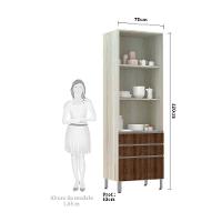 Paneleiro 70Cm Vidro Bronze Luci Legno Crema C/ Dourado - 3