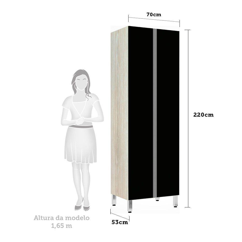 Paneleiro 70Cm Duplo 2 Portas Lis Legno Crema Com Preto Tx - 2