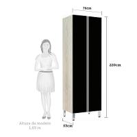 Paneleiro 70Cm Duplo 2 Portas Lis Legno Crema Com Preto Tx - 2