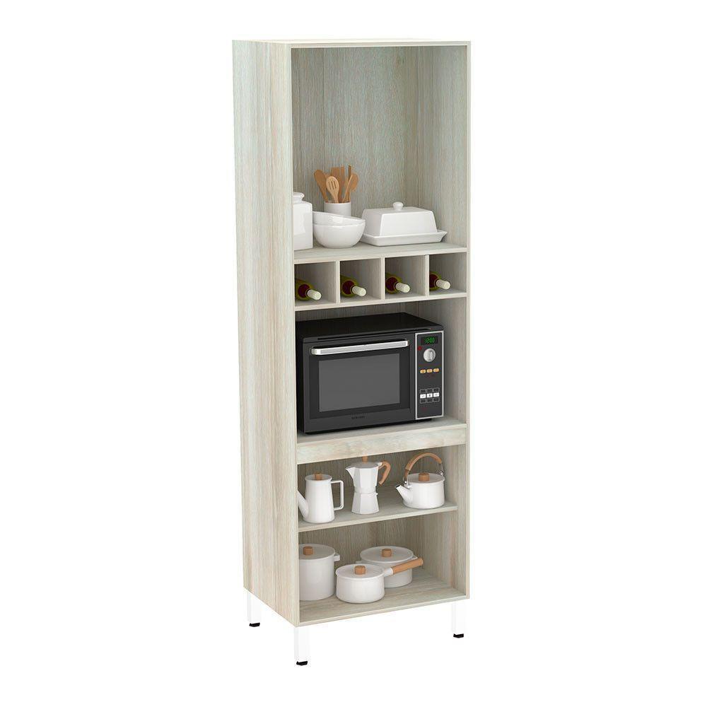Paneleiro 70Cm Nicho Microondas E 1 Nicho Lis Legno Crema C/ - 3