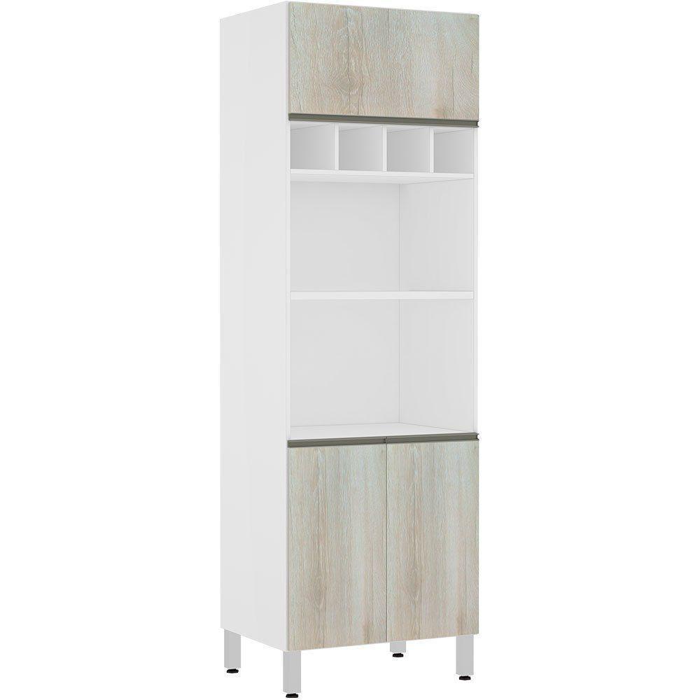 Paneleiro Perola 70 Cm Duplo Nicho Branco C/ Legno Crema - 1