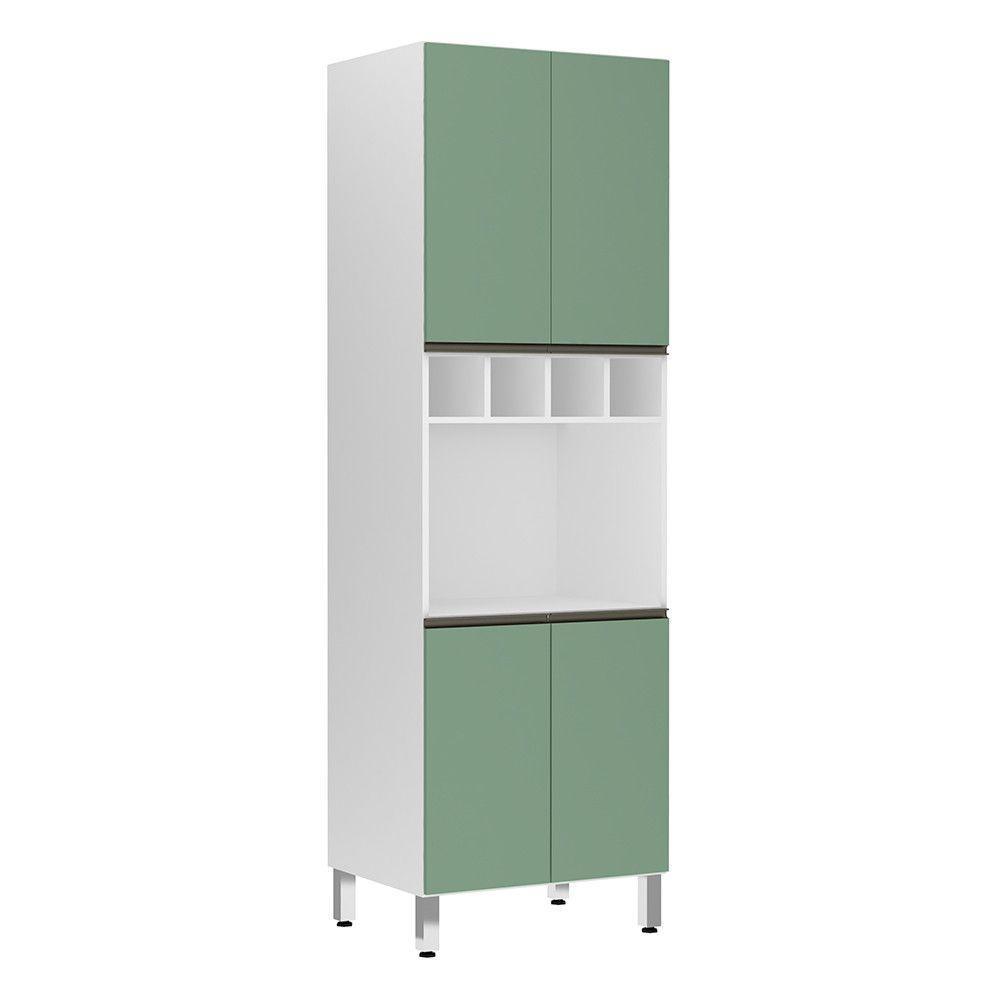Paneleiro Perola 70 Cm C/ Nicho Microondas Branco C/ Verde - 1