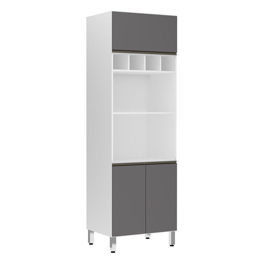 Paneleiro Perola 70 Cm Duplo Nicho Branco C/ Cinza Puro - 1