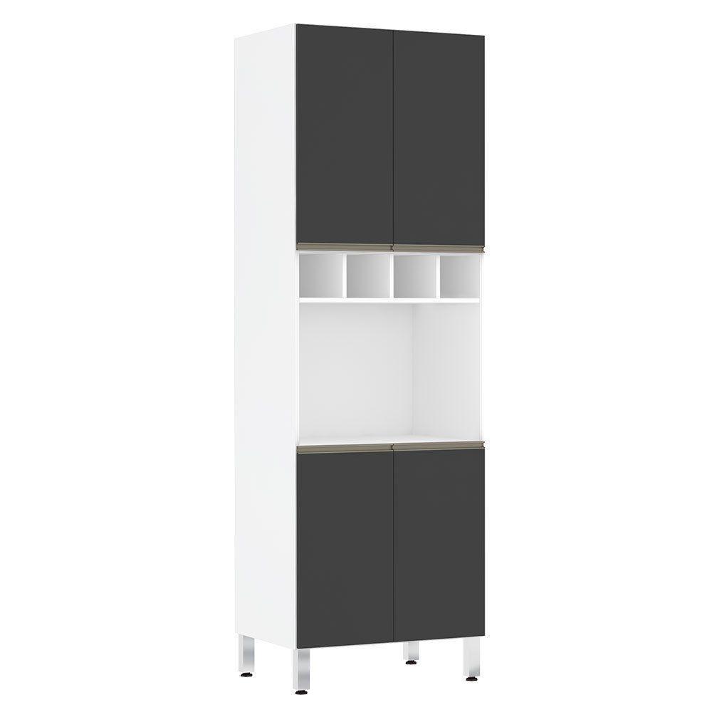 Paneleiro Perola 70 Cm C/ Nicho Microondas Branco C/ Preto T - 1