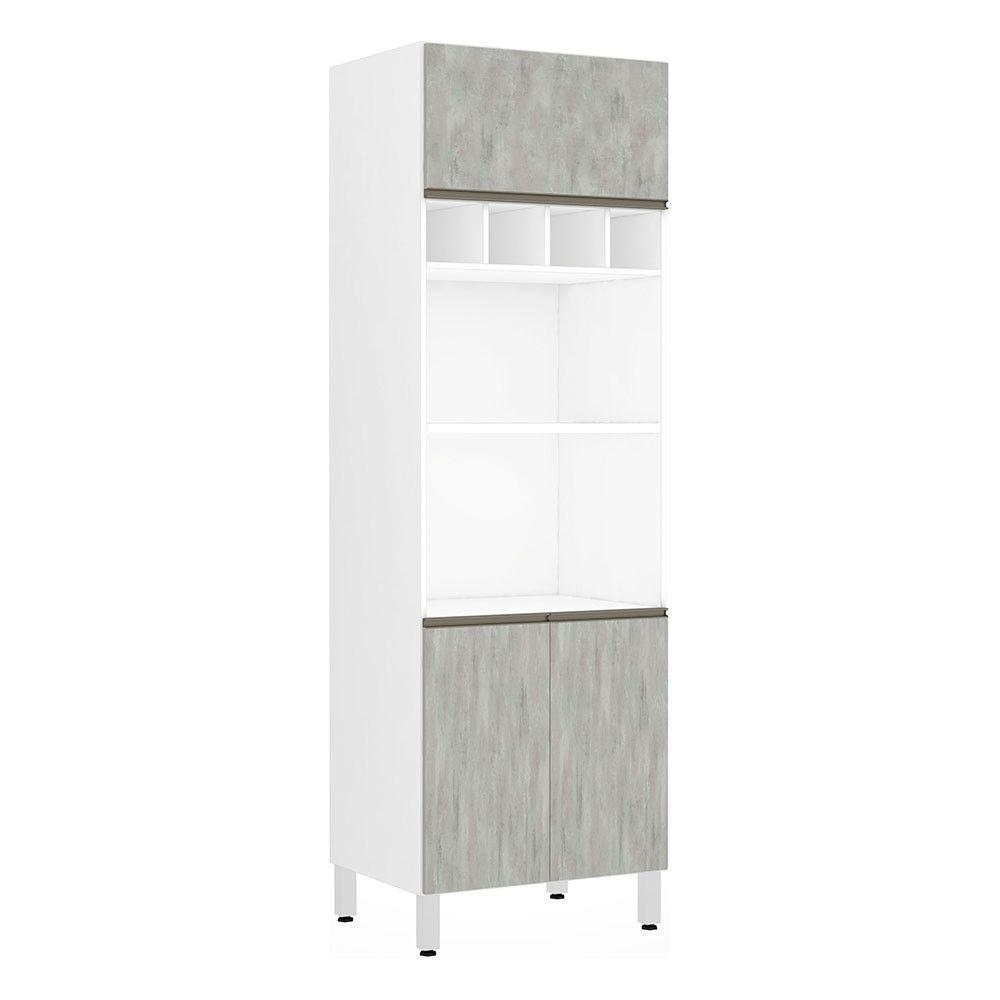 Paneleiro Perola 70 Cm Duplo Nicho Branco C/ Concreto - 1