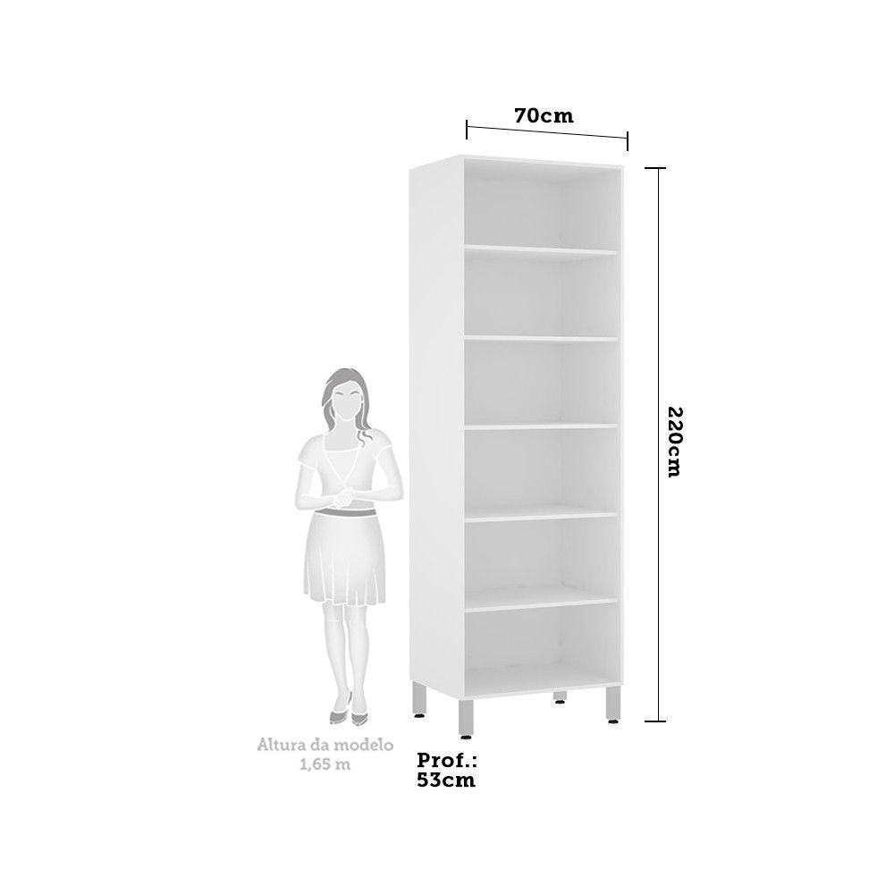 Paneleiro Torre 70Cm 5 Prateleiras Pérola Branco C/ Cinza Pu - 3