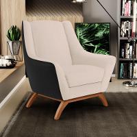 Kit 02 Poltronas Corano Preto C-05 Linho Bege C-107 - 8