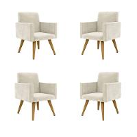 Kit 4 Cadeiras Escritório Poltrona bege - 1