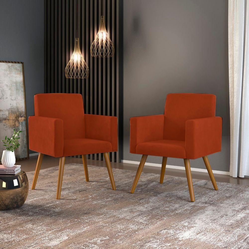 Kit 2 Cadeiras Recepção Poltrona Escritório terracota - 1