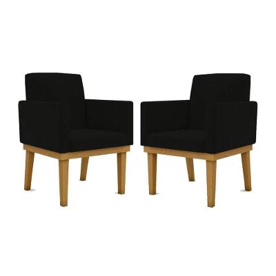 Kit 2 Cadeiras Recepção Reforçadas Poltrona Balaq preta