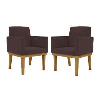 Kit 2 Cadeiras Recepção Reforçadas Poltrona Balaq marrom - 1