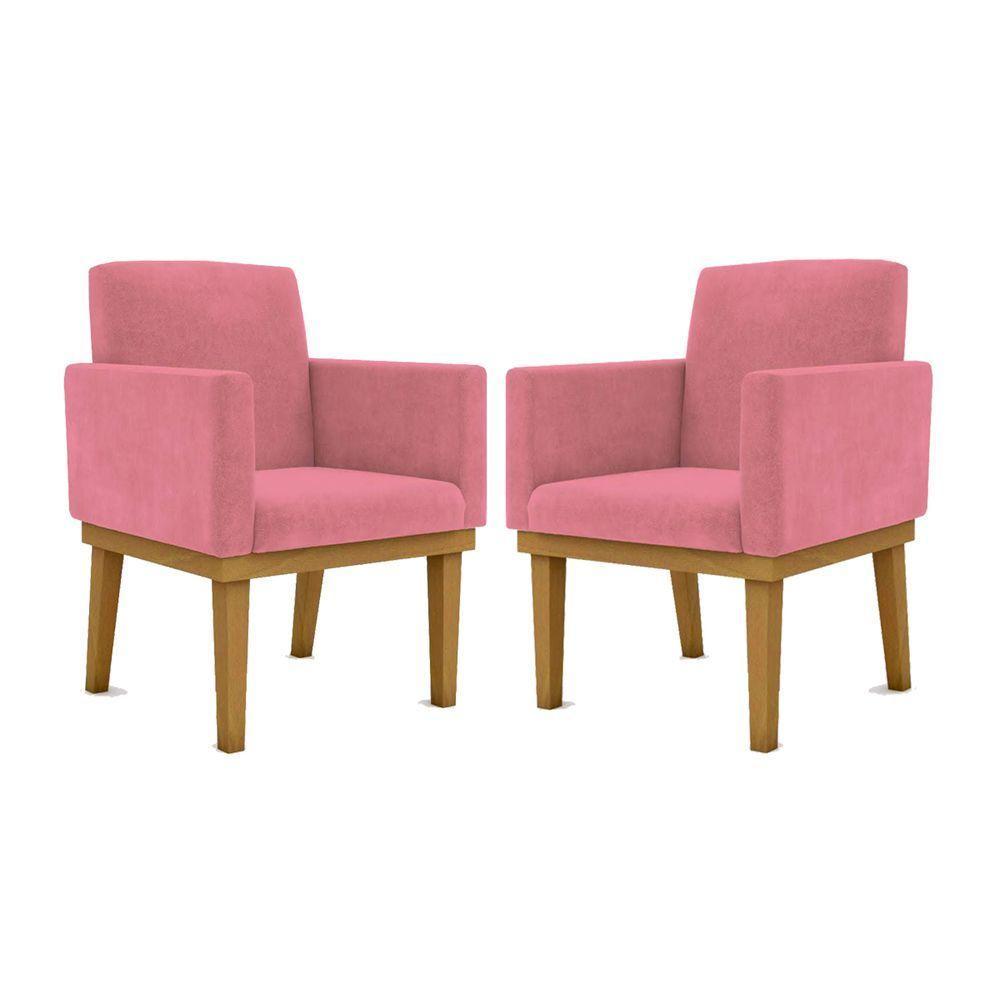 Kit 2 Cadeiras Recepção Reforçadas Poltrona Balaq rosa - 1