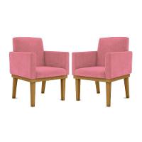 Kit 2 Cadeiras Recepção Reforçadas Poltrona Balaq rosa - 1