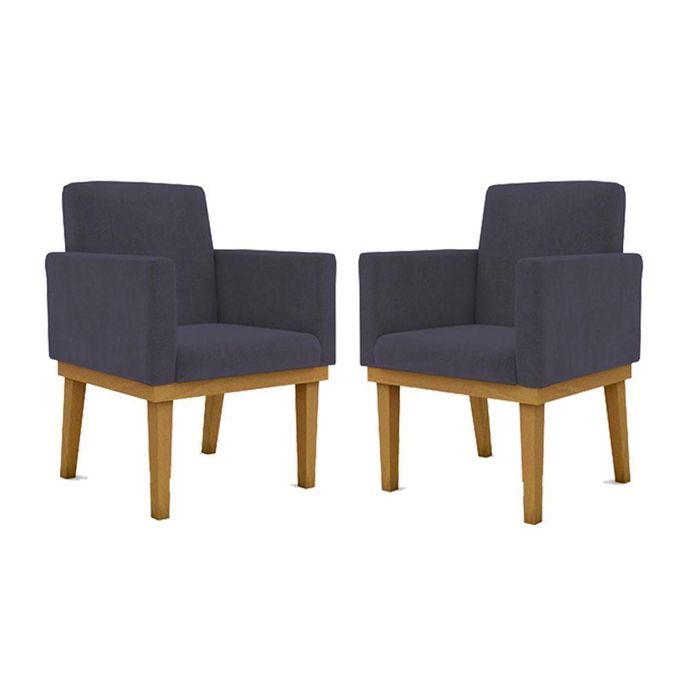 Kit 2 Cadeiras Recepção Reforçadas Poltrona Balaq cinza - 1