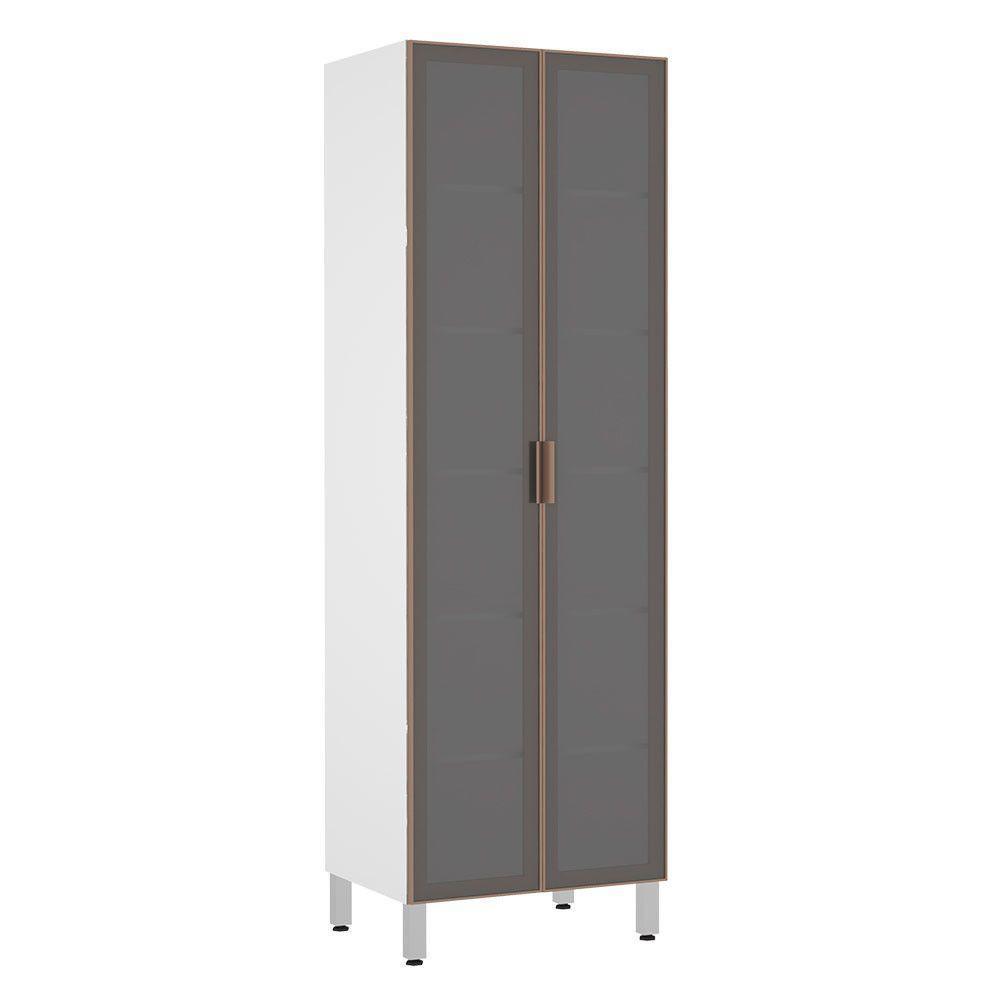 Paneleiro Torre 70Cm Branco Pérola Branco Polar Com Prata - 1