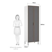 Paneleiro Torre 70Cm Branco Pérola Branco Polar Com Prata - 2