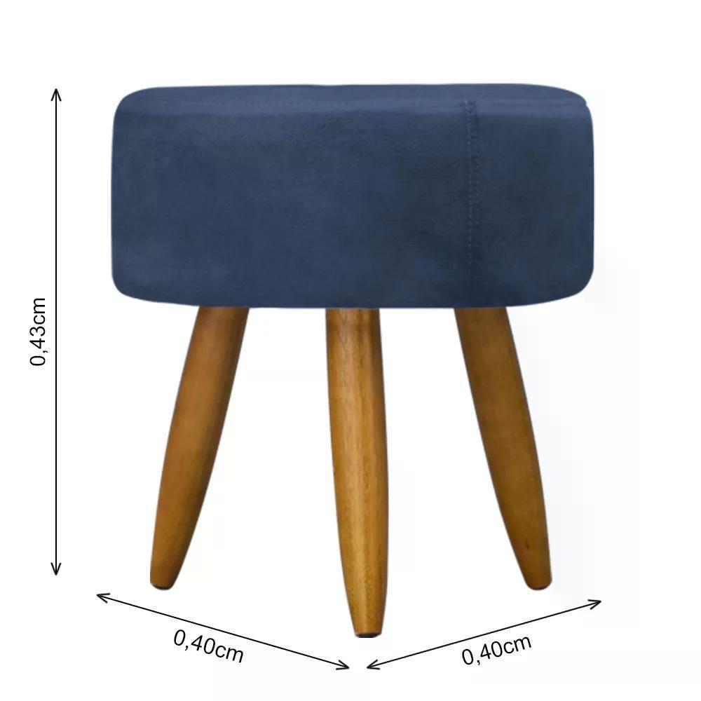 Kit Poltrona Decorativa Opala C/Puff Redondo Azul Marinho - 2