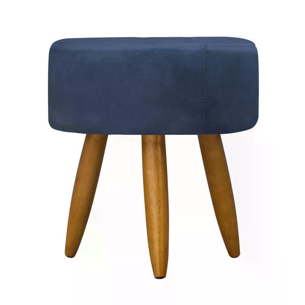 Kit Poltrona Decorativa Opala C/Puff Redondo Azul Marinho - 4