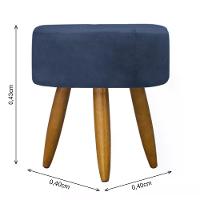 Kit Poltrona Decorativa Opala C/Puff Redondo Azul Marinho - 2