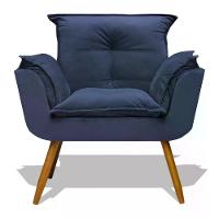 Kit Poltrona Decorativa Opala C/Puff Redondo Azul Marinho - 7