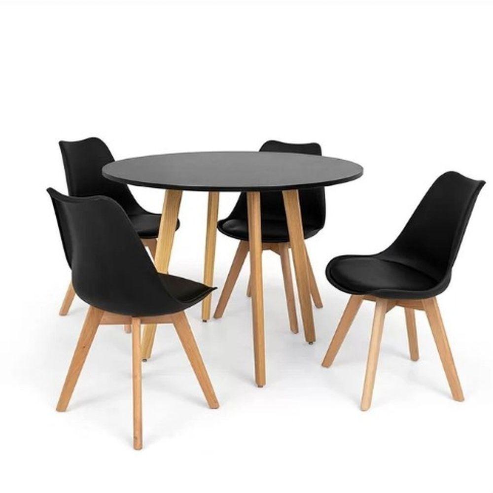 Conjunto Mesa Jantar Leda 90 Cm + 4 Cadeiras Leda Saarinen Preta - 5