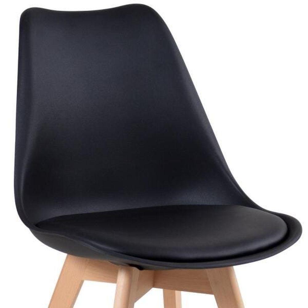 Kit - Mesa De Jantar Redonda 90 Cm Preto + 4 Cadeiras Estofadas Leda Preto - 8