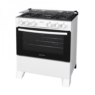 Fogão de Piso 5 Bocas a Gás Atlas Mônaco Plus Mesa Inox Automático Branco Bivolt