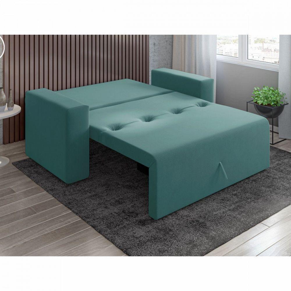 Sofa Cama Casal 5000 Com Braço Mamflex Azul Turquesa - 2
