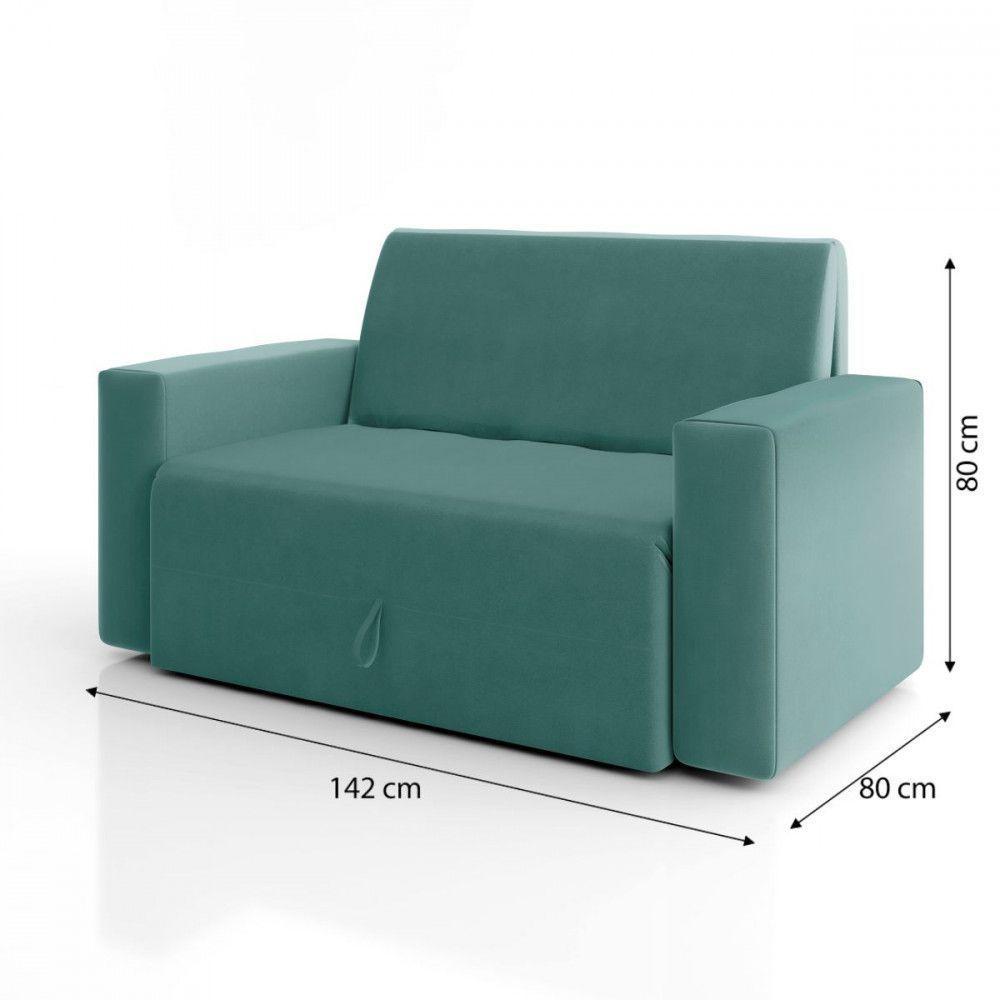 Sofa Cama Casal 5000 Com Braço Mamflex Azul Turquesa - 5