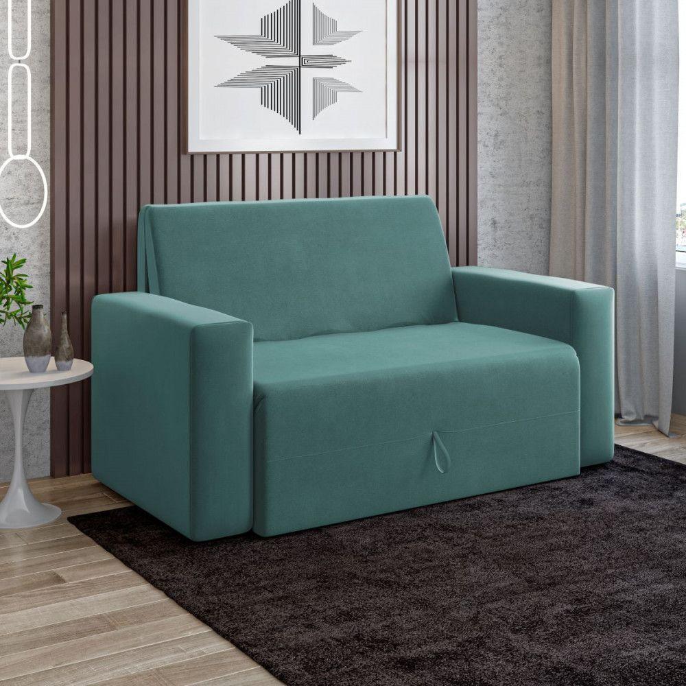 Sofa Cama Casal 5000 Com Braço Mamflex Azul Turquesa - 6