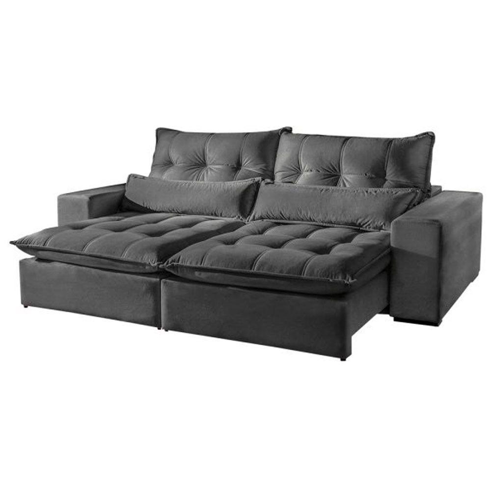 Sofá 2 Lugares Máximo Retrátil E Reclinável 2,00 Metros Móveis Mix Cinza Profundo - 1