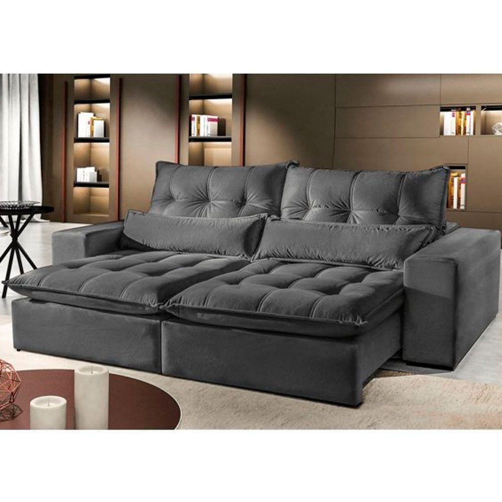 Sofá 2 Lugares Máximo Retrátil E Reclinável 2,00 Metros Móveis Mix Cinza Profundo - 2