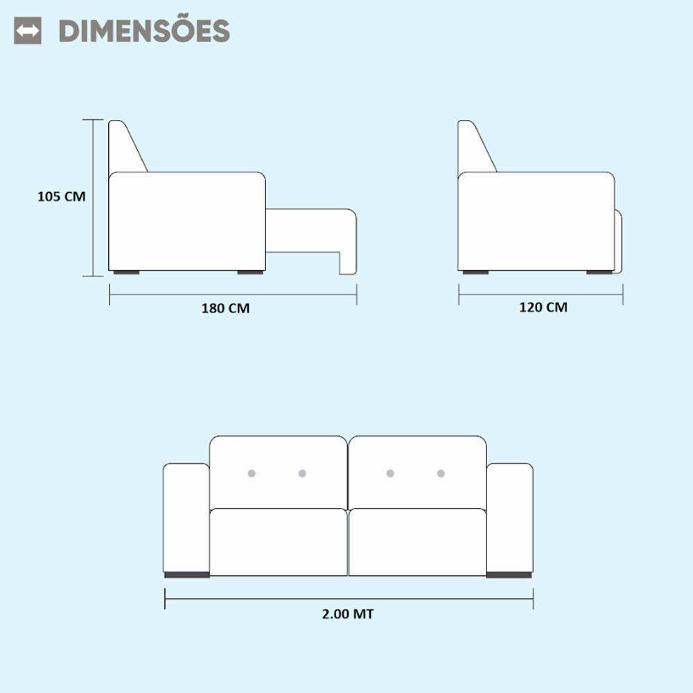 Sofá 2 Lugares Máximo Retrátil E Reclinável 2,00 Metros Móveis Mix Cinza Profundo - 5