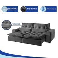 Sofá 2 Lugares Máximo Retrátil E Reclinável 2,00 Metros Móveis Mix Cinza Profundo - 3