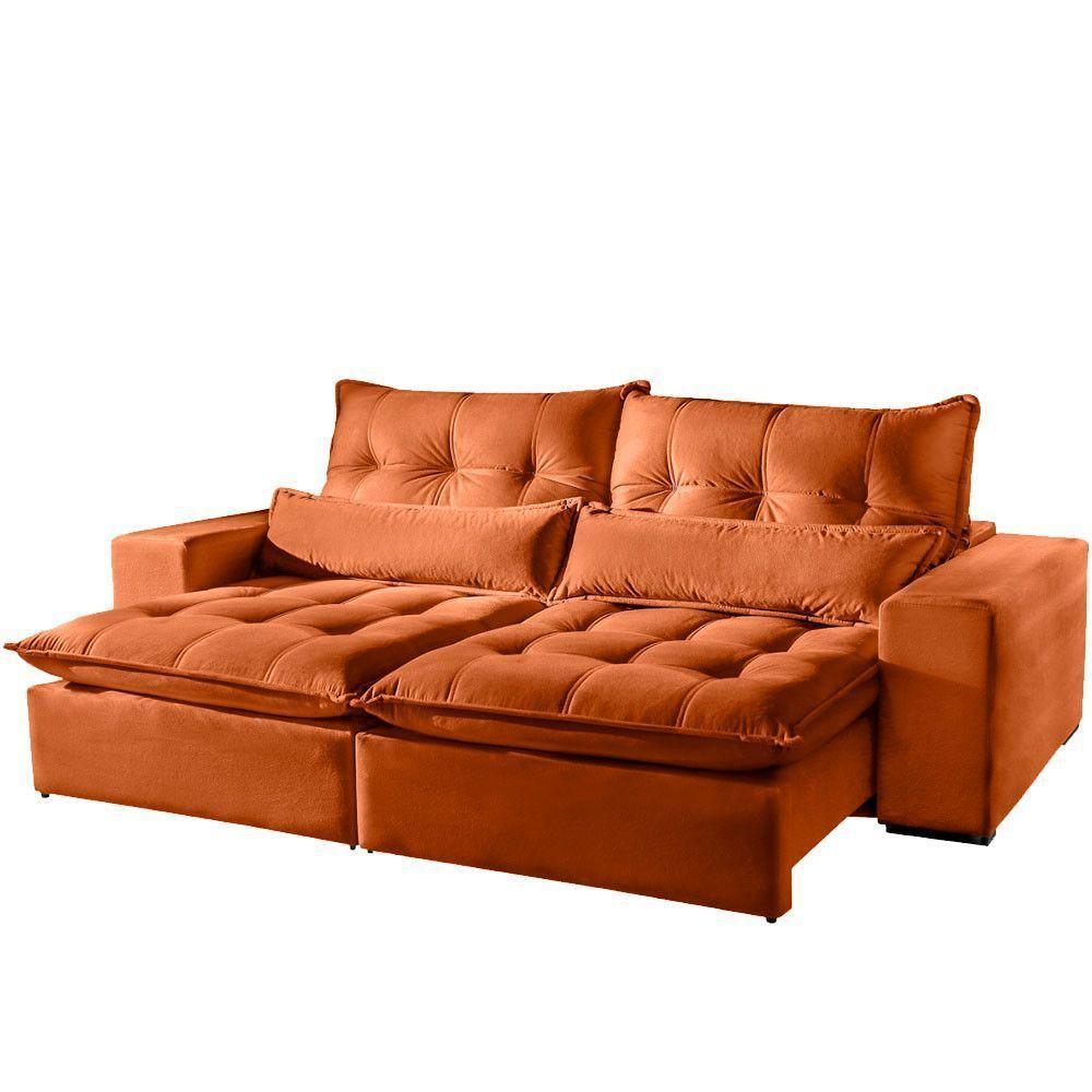 Sofá 2 Lugares Máximo Retrátil E Reclinável 2,00 Metros Veludo Terracota Terracota - 1