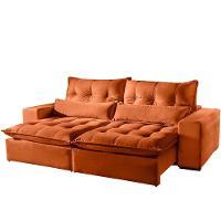 Sofá 2 Lugares Máximo Retrátil E Reclinável 2,00 Metros Veludo Terracota Terracota - 1