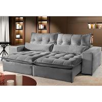 Sofá 2 Lugares Máximo Retrátil E Reclinável 2,10 Metros Suede Cinza Claro Cinza Claro