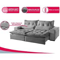 Sofá 2 Lugares Máximo Retrátil E Reclinável 2,10 Metros Suede Cinza Claro Cinza Claro - 7